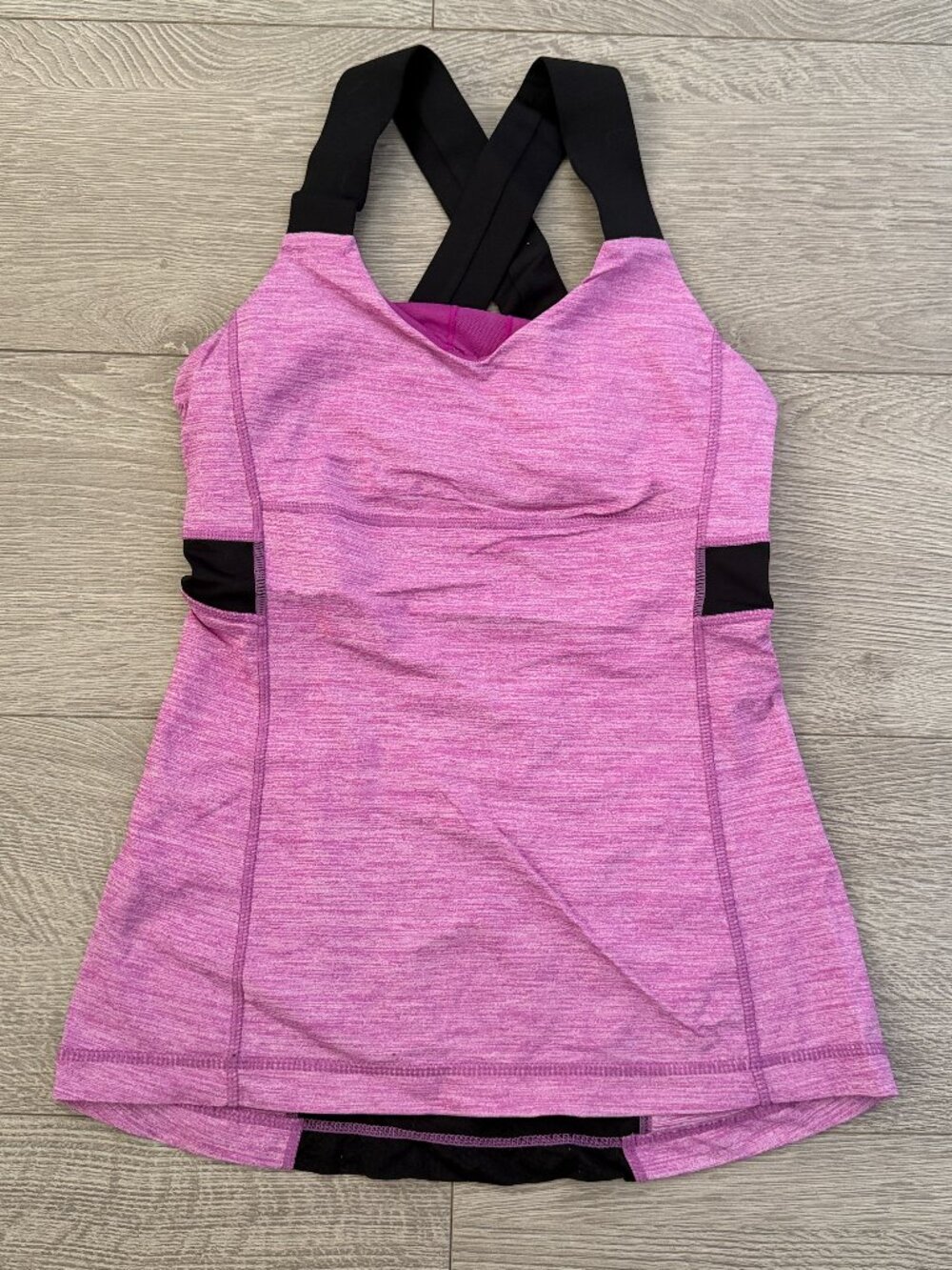 Lululemon Pink Heathered Cross Back Tank Top Womens Size 2 Yoga Workout